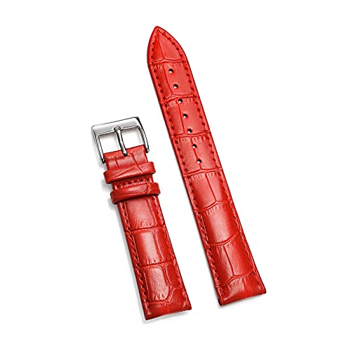 12-24mm Männer Frauen Buntes Echtes Leder Bambus Muster Uhrenarmband Edelstahl Pin Verschluss Uhr Armband Armband, 18mm von Ruthlessliu