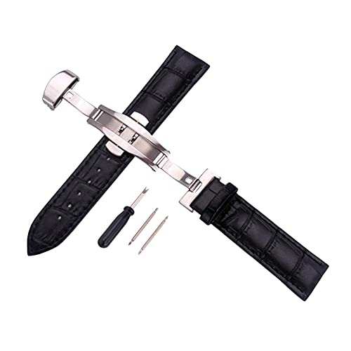 12mm-24mm Männer Frauen Ultradünnes weiches Echtleder-Armband mit polierter Schnellverschluss-Schnalle, 14mm von Ruthlessliu