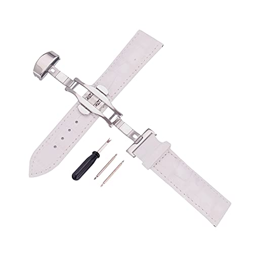 12mm-24mm Männer Frauen Ultradünnes weiches Echtleder-Armband mit polierter Schnellverschluss-Schnalle, 22mm. von Ruthlessliu