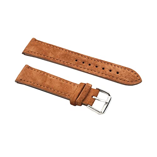 18-24mm Herren Echtes Leder Armband Vintage Wildleder Pin Verschluss Uhrenarmband Verschleißfestes Weiches Armband Zubehör, 19mm von Ruthlessliu