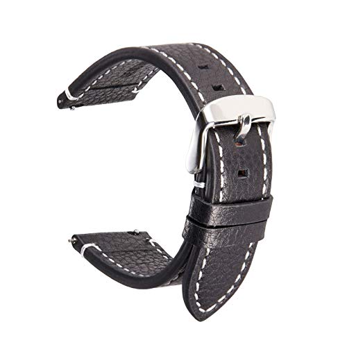 18mm/19mm/20mm/21mm/22mm Echtes Leder Uhrenarmbänder Armband Dornschliesse Rindsleder-Uhrenarmband für Frauen-Mann-Handgelenk-Band, 21mm von Ruthlessliu