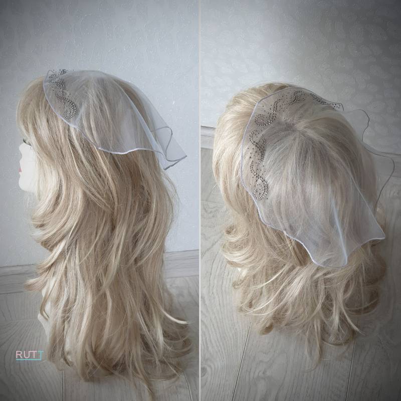 Kapelle Mütze Verziert Mantilla Strasssteine Auf Der Kleine Tüll Schleiergirl Kopf Abdeckung Kappe Für Masse von RuttShop