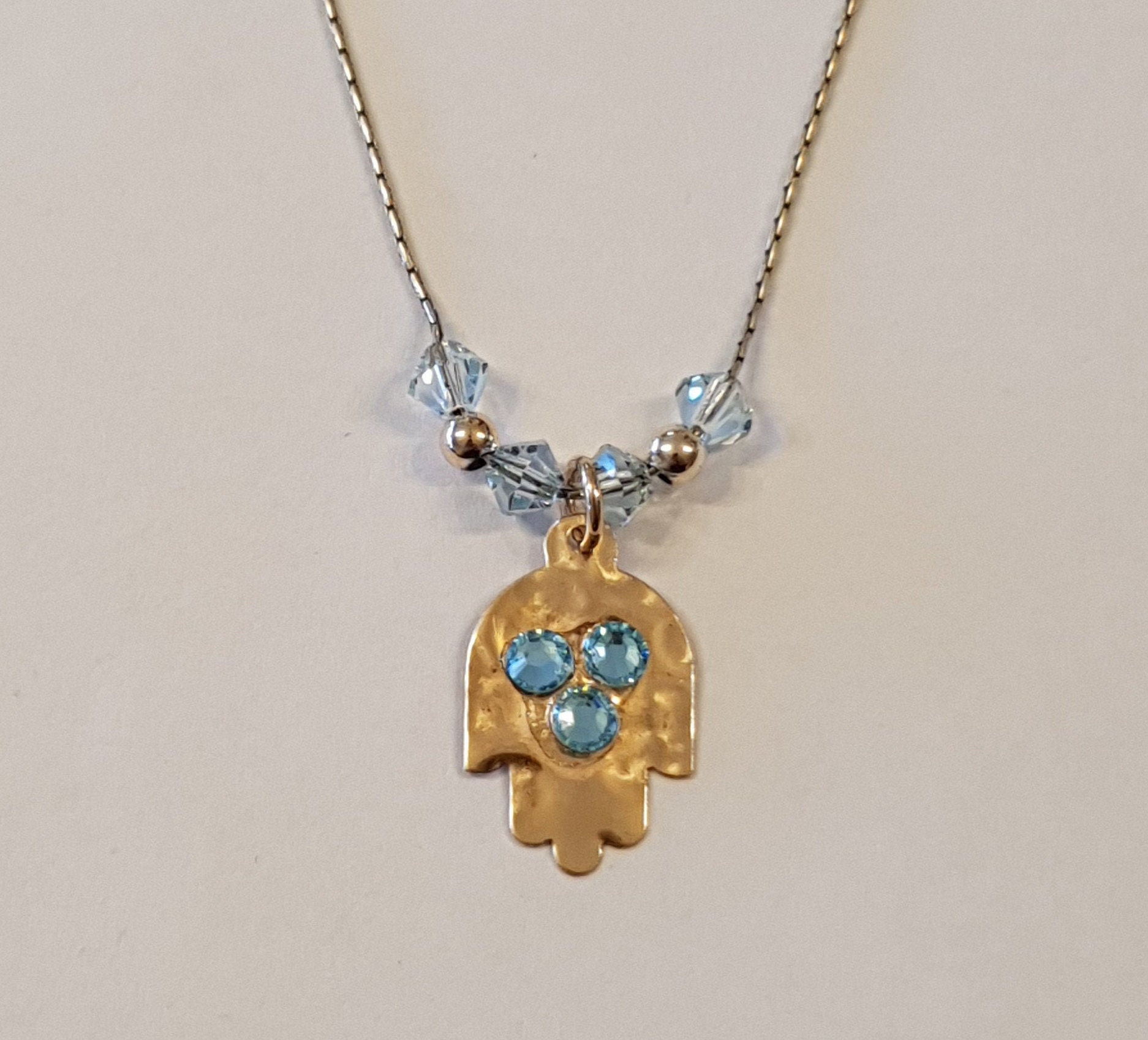 Hamsa-Anhänger, Glücksbringer, Hamsa-Halskette, Blaulicht-Kristall-Halskette, Hand Der Fatima-Halskette, Gold-Hamsa-Halskette, Rotgold-Hamsa von RutyPaloma