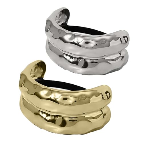 4 Stück Metall-Haargummis, geometrische elastische Haargummis aus Metall, Haarband, bequeme Haarmanschette, Wickel-Haargummis für dickes Haar, elastische Haargummis für Damen, Haar-Accessoires von Ruwshuuk