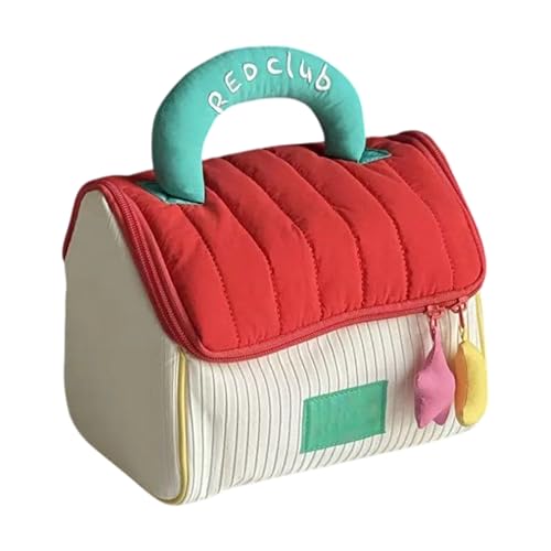 Nette hausförmige Make -up -Tasche für Reisen - Kosmetischer Organisator mit großer Kapazität mit separaten Fächern, tragbarer Toilettenspeicher für Frauen, Geschäftsreisen und Heimnutzung von Ruwshuuk