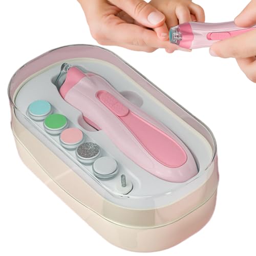 Ruwshuuk Automatische Nagelklammer, Elektriknagelfeile für Baby - Elektrische Fingernagelclipper | Trimmpuffer-Kit mit LED Light Battery Battery Anti-Pinch Children's Manicure Care Set für das Trimmen von Ruwshuuk