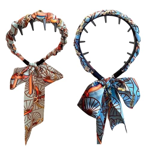 Ruwshuuk Haarbänder Mit Zähnchen Für Frauen - Zahnkamm Umwickelte Stoff Haarspangen | 2er Pack Stilvoll Vintage Haaraccessoires Für Tochter Schwester Freundin von Ruwshuuk