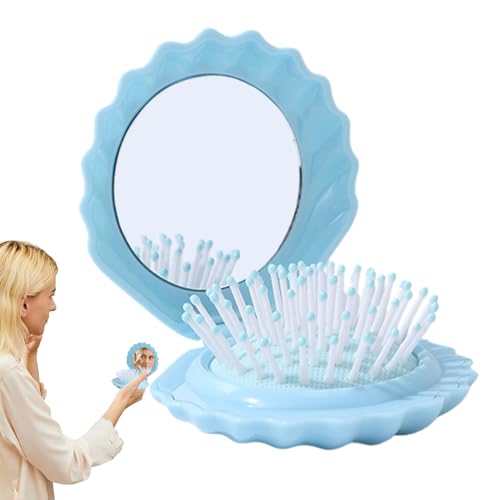 Ruwshuuk Klappbare Haarbürste - Muschelform Tragbare Bürste,Kopfhaut Massagekamm Mini Schminkspiegel Set für Damen Mädchen Alltag Pflege Haus Bad Dusche Auto Fitness Outdoor Camping Ruwshuuk Klappbare Haarbürste - Muschelform Tragbare Bürste,Kopfhaut Massagekamm Mini Schminkspiegel Set für Damen Mädchen Alltag Pflege Haus Bad Dusche Auto Fitness Outdoor Camping von Ruwshuuk