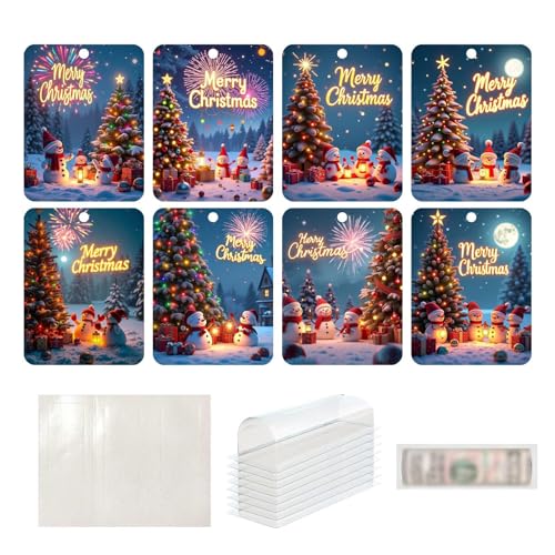 Ruwshuuk Weihnachtsgeldhalter,Weihnachtsgeldhalter für Bargeld | 8 Stück Geldkarten Geldhalter,Niedliche Weihnachtsornamente mit Umschlägen, Bargeld, Weihnachtszubehör für den Weihnachtsbaum von Ruwshuuk