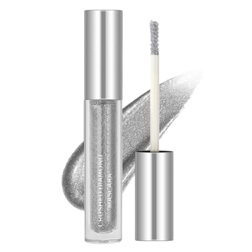 Schimmernde Wimperntusche, glitzernde, schimmernde Wimperntusche für Wimpern, silbergoldfarbene Wimperntusche, wasserfeste, langlebige, glitzernde Wimperntusche, voluminöse, geschwungene Wimpern von Ruwshuuk
