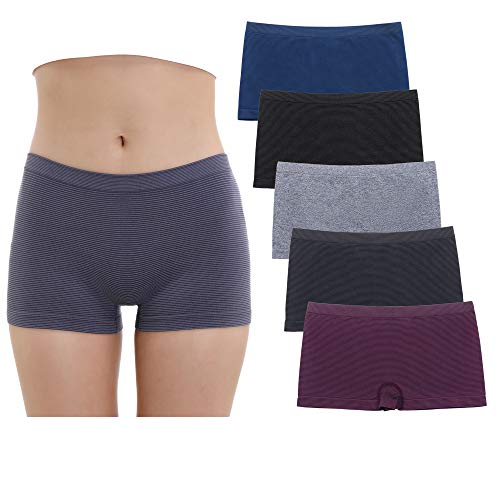 Ruxia Damen Nahtlose Boyshort Panties Nylon Spandex Unterwäsche Stretch Boxer Briefs 5er Pack von Ruxia