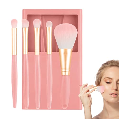 Ruyeiig Reisegröße Make -up -Bürsten, kleines Make -up -Bürstensatz - Make -up -Bürstenset mit Gehäuse und Spiegel für die Reise | Kosmetikwerkzeug Foundation Pulver Concealer Lidschatten Applikator von Ruyeiig