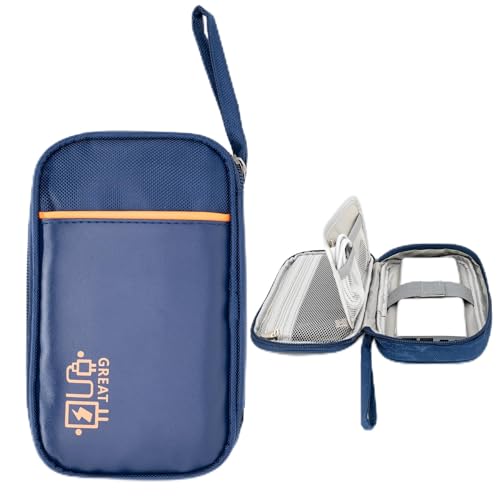 Ruyosn Kabel Organizer Tasche Leder Wasserdicht Klein Tasche Organizer Elektronische Elektronische Tasche Elektro Organizer Cable Bag Elektronik Zubehör Organisator Kabel für Reise,Blau von Ruyosn