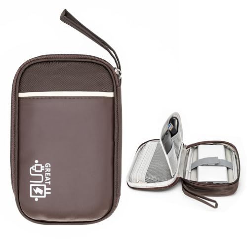 Ruyosn Kabel Organizer Tasche Leder Wasserdicht Klein Tasche Organizer Elektronische Elektronische Tasche Elektro Organizer Cable Bag Elektronik Zubehör Organisator Kabel für Reise,Braun von Ruyosn