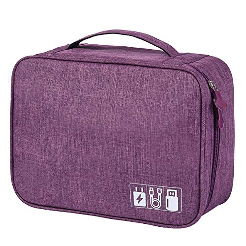 Ruyosn Kabel Organizer Tasche Wasserdicht Kabeltasche Klein Festplattentasche Elektronische Tasche Elektro Organizer Cable Bag Elektronik Zubehör Organisator Kabel Power Bank Violett von Ruyosn