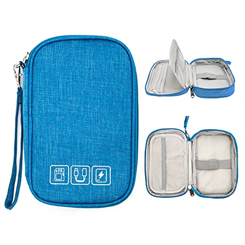 Ruyosn Kabel Organizer Tasche Wasserdicht Klein Kabeltasche Festplattentasche Elektronische Tasche Elektro Organizer Cable Bag Elektronik Zubehör Organisator Kabel für Reise, Hellblau von Ruyosn