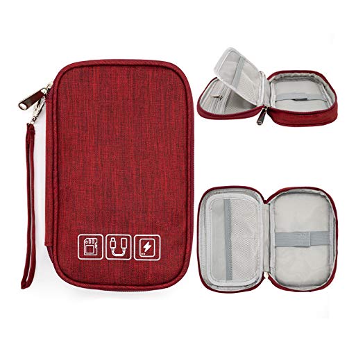 Ruyosn Kabel Organizer Tasche Wasserdicht Klein Kabeltasche Festplattentasche Elektronische Tasche Elektro Organizer Cable Bag Elektronik Zubehör Organisator Kabel für Reise, Rot von Ruyosn