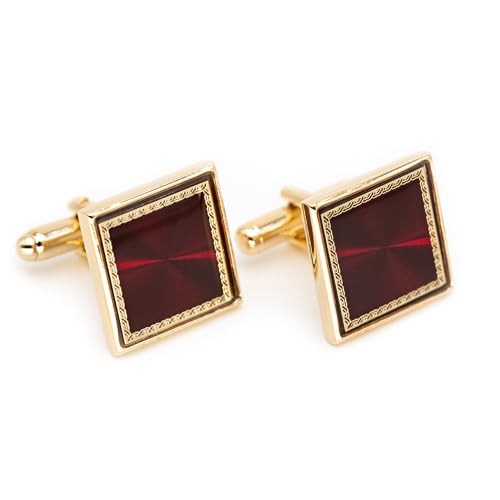 Ruyosn Manschettenknöpfe Herren, Cufflink Manschette Link für Hemd, Manschettenknöpfe Hochzeit Business Party Quadrat Rot von Ruyosn