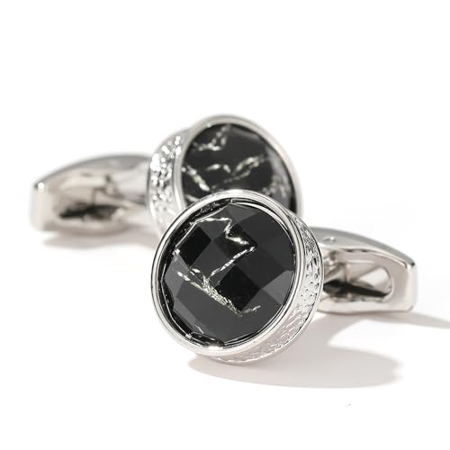 Ruyosn Manschettenknöpfe Herren Klassische Manchettenknoepfe Schwarz Cufflink Manschette Link für Hemd Accessoires Manschettenknöpfe Mit Muster Hochzeit Business Party Geschäft Geschenk von Ruyosn