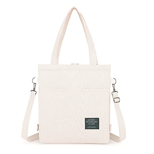 Ruyosn Stoffbeutel Damen Canvas Tasche Shopper 3 in 1 Handtasche Damen Shopper Schultertasche mit Reißverschluss Tragetasche Umhängetasche Einkaufstasche Aesthetic Beige von Ruyosn