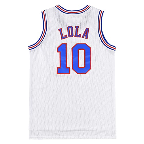 Herren Basketball-Trikot #10 Lola #1 Bugs Movie Space Jersey Shirts Weiß/Schwarz, #10-weiß, Groß von Ruzipa