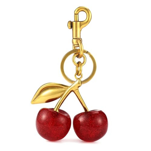 Ruzister Schimmernder glitzernder Kirsch-Taschenanhänger – auffälliges Kirsch-Schlüsselanhänger-Accessoire zum Personalisieren von Geldbörsen, Taschen und Handtaschen von Ruzister