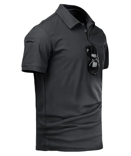Poloshirt Herren Schnelltrocknend Atmungsaktiv - Kurzarm Basic Fit für Golf, Sport und Freizeit | Hochwertiges Sommer Shirt mit Premium Passform Grau 2XL von Rvinroo