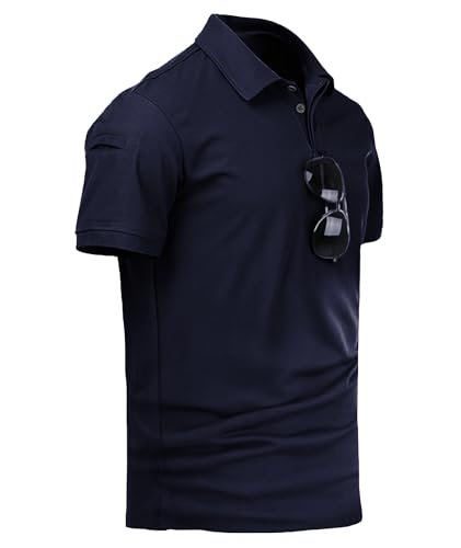 Poloshirt Herren Schnelltrocknend Atmungsaktiv - Kurzarm Basic Fit für Golf, Sport und Freizeit | Hochwertiges Sommer Shirt mit Premium Passform NavyBlue XL von Rvinroo