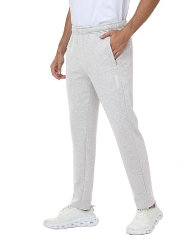 Rvinroo Jogginghose Herren Cotton-Freizeithose Golfhose Baumwoll–Stretchstrick mit Reißverschluss Taschen mit elastischem Bund Trainingshose Herren Beige-Grau 3XL von Rvinroo