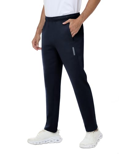 Rvinroo Jogginghose Herren Cotton-Freizeithose Golfhose Baumwoll–Stretchstrick mit Reißverschluss Taschen mit elastischem Bund Trainingshose Herren Navyblue M von Rvinroo