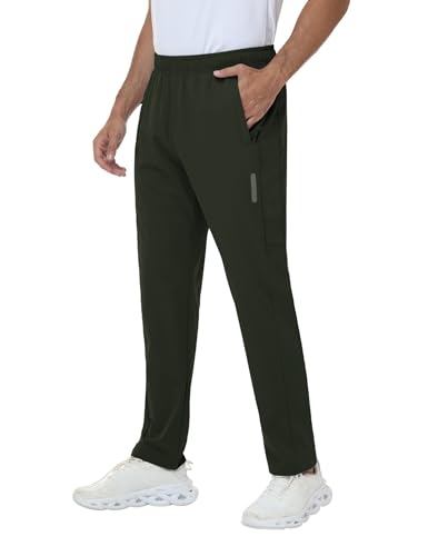 Rvinroo Jogginghose Herren Trainingshose Wanderhose – wasserdichtes Stretch-Gewebe mit Reißverschlusstaschen Sporthosen mit elastischem Bund ArmyGreen 2XL von Rvinroo