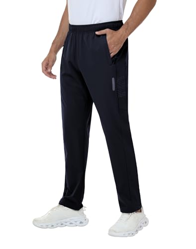 Rvinroo Jogginghose Herren Trainingshose Wanderhose – wasserdichtes Stretch-Gewebe mit Reißverschlusstaschen Sporthosen mit elastischem Bund Navyblue 2XL von Rvinroo