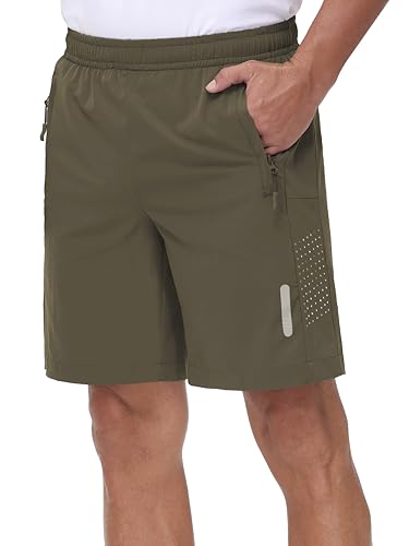 Sport Shorts Herren Schnelltrocknende Training Herren Gym Bodybuilding lässige Shorts Basketball Atmungsaktive Laufshorts mit Reißverschlusstasche Hellbraun L von Rvinroo