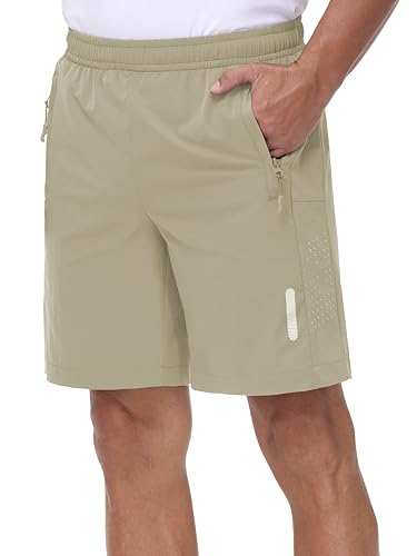 Rvinroo Sport Shorts Herren Schnelltrocknende Training Herren Gym Bodybuilding lässige Shorts Basketball Atmungsaktive Laufshorts mit Reißverschlusstasche Khaki 2XL Rvinroo Sport Shorts Herren Schnelltrocknende Training Herren Gym Bodybuilding lässige Shorts Basketball Atmungsaktive Laufshorts mit Reißverschlusstasche Khaki 2XL von Rvinroo