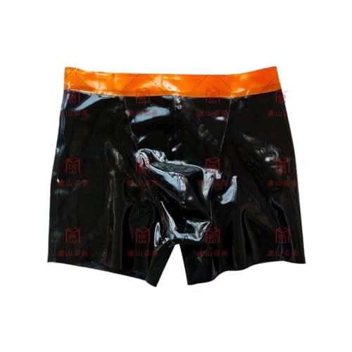 Rvlaugoaa Herren Schwarz Latex Boxer Shorts Handmade Latex Unterwäsche Slips Shorts Latex Unterhosen Höschen (M) von Rvlaugoaa