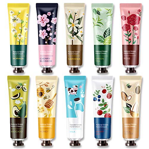 Rvtkak Handcreme, 10 Stück Mini-Handcremes, Peeling, Anti-Trocken, glatte feine Linien, erhellt feuchtigkeitsspendende, pflegende Handcreme, Geschenk-Set, Seife und Handcreme-Sets, Gärtnerhandcreme von Rvtkak