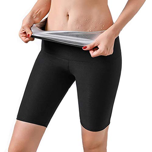 Rvtkak Workout Leggings Frauen Hohe Taille 2 in 1 Frauen Sauna Hosen für Workout Gewichtsverlust Schlankheits Hosen Training Tights Sauna Sweatpants Sauna Anzüge, Elastische 5-Punkt-Hose, XL von Rvtkak