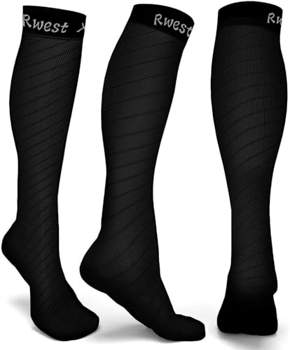 Rwest X Kompressionsstrümpfe Damen und Herren, Kompressionssocken Stützstrümpfe Compression Socks Laufstrümpfe Kompression für Sport,Laufen,Reisen,Radsport,Flug,One Paar von Rwest X