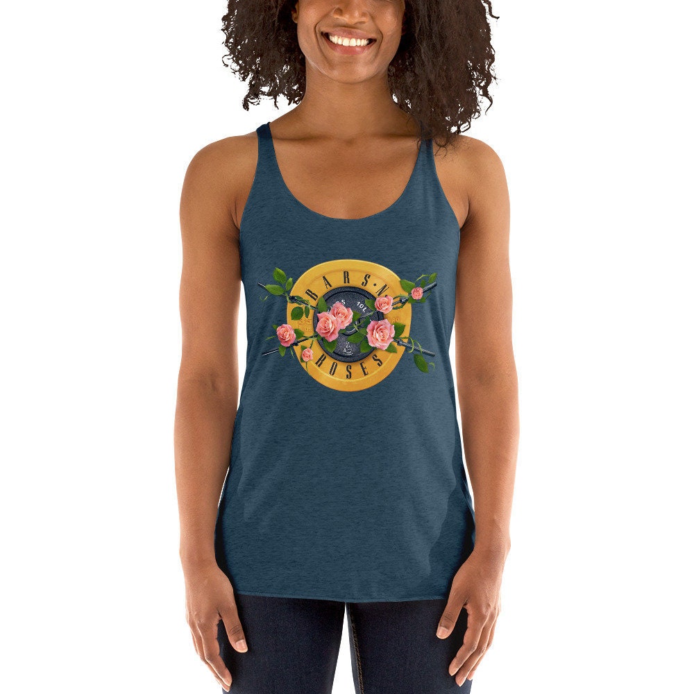Bars N' Roses Weightlifting Crossfit Full Color Damen Racerback Tank Bars N' Roses Weightlifting Crossfit Full Color Damen Racerback Tank von RxAndTee