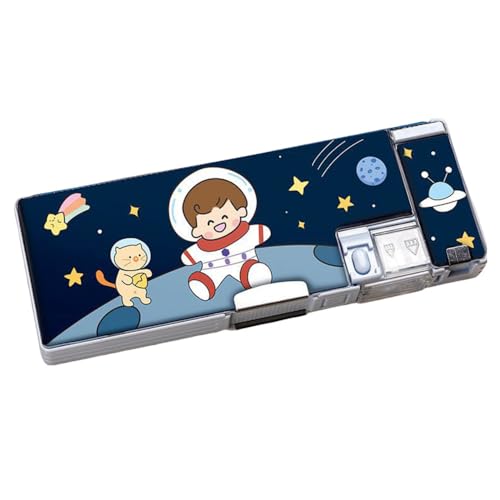 Rxuaw Cartoon-Federmäppchen, niedlicher Stifthalter, Schreibwaren-Box mit Spitzer-Zeitplan für Mädchen und Jungen, Astronaut, as shown in PD von Rxuaw