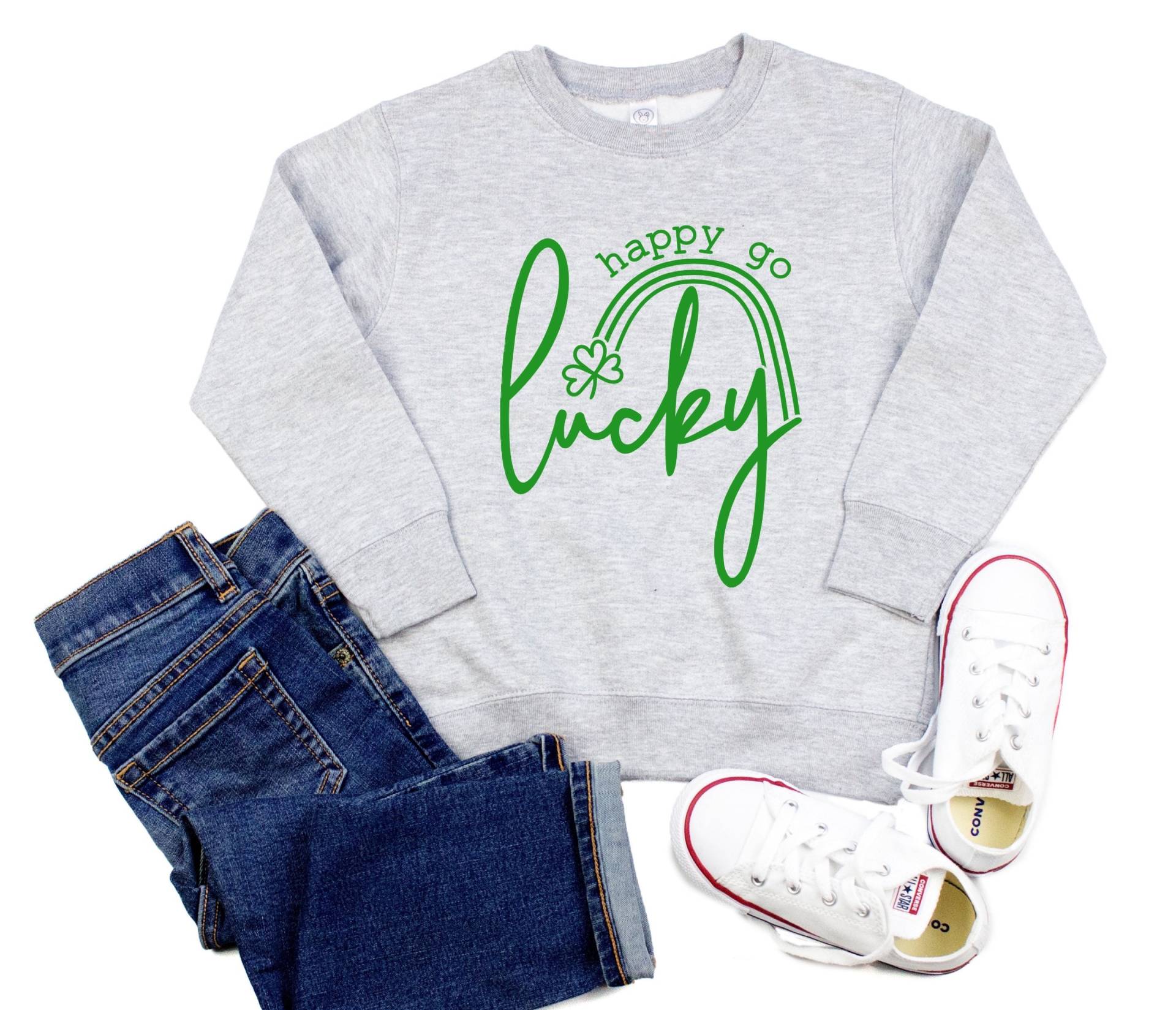 Happy Go Lucky Kinder Sweatshirt - St. Patricks Day Sweater Für Kleinkinder, Kinder, Erwachsene Luck Of The Irish Shirt Und von RyLexDesign