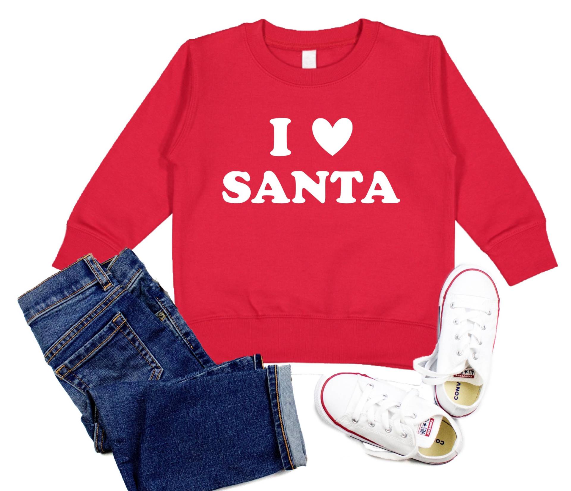 I Heart Santa Urlaub Pullover, Love Kleinkind Weihnachten Sweatshirt, Bild Outfit, Fleece Für Kinder, Jungen, Mädchen von RyLexDesign