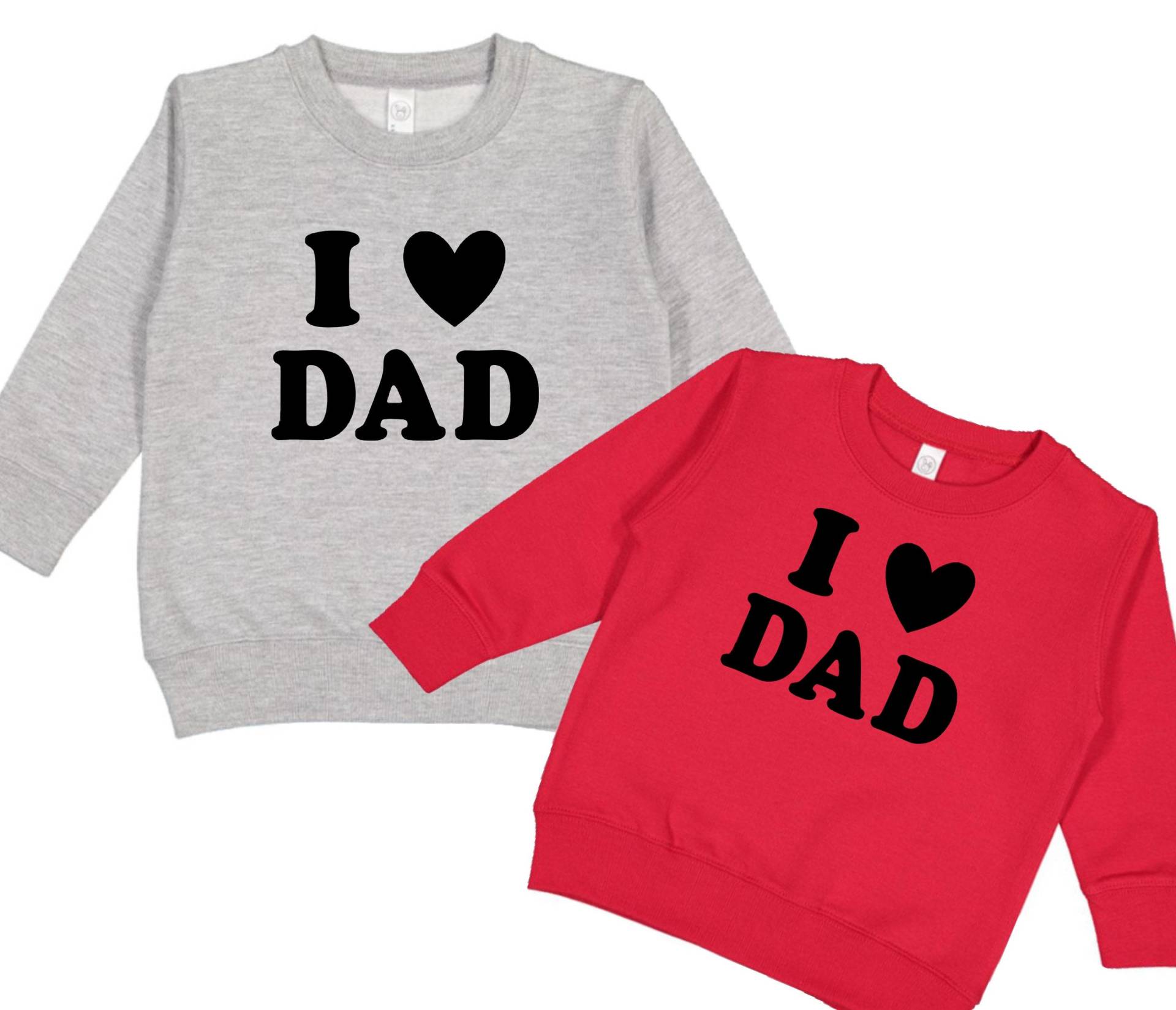 I Love Dad Crewneck Sweatshirt - Vatertag Fleece Pullover, Heart Daddy Für Kinder, Kleinkinder, Jungen Und Mädchen von RyLexDesign