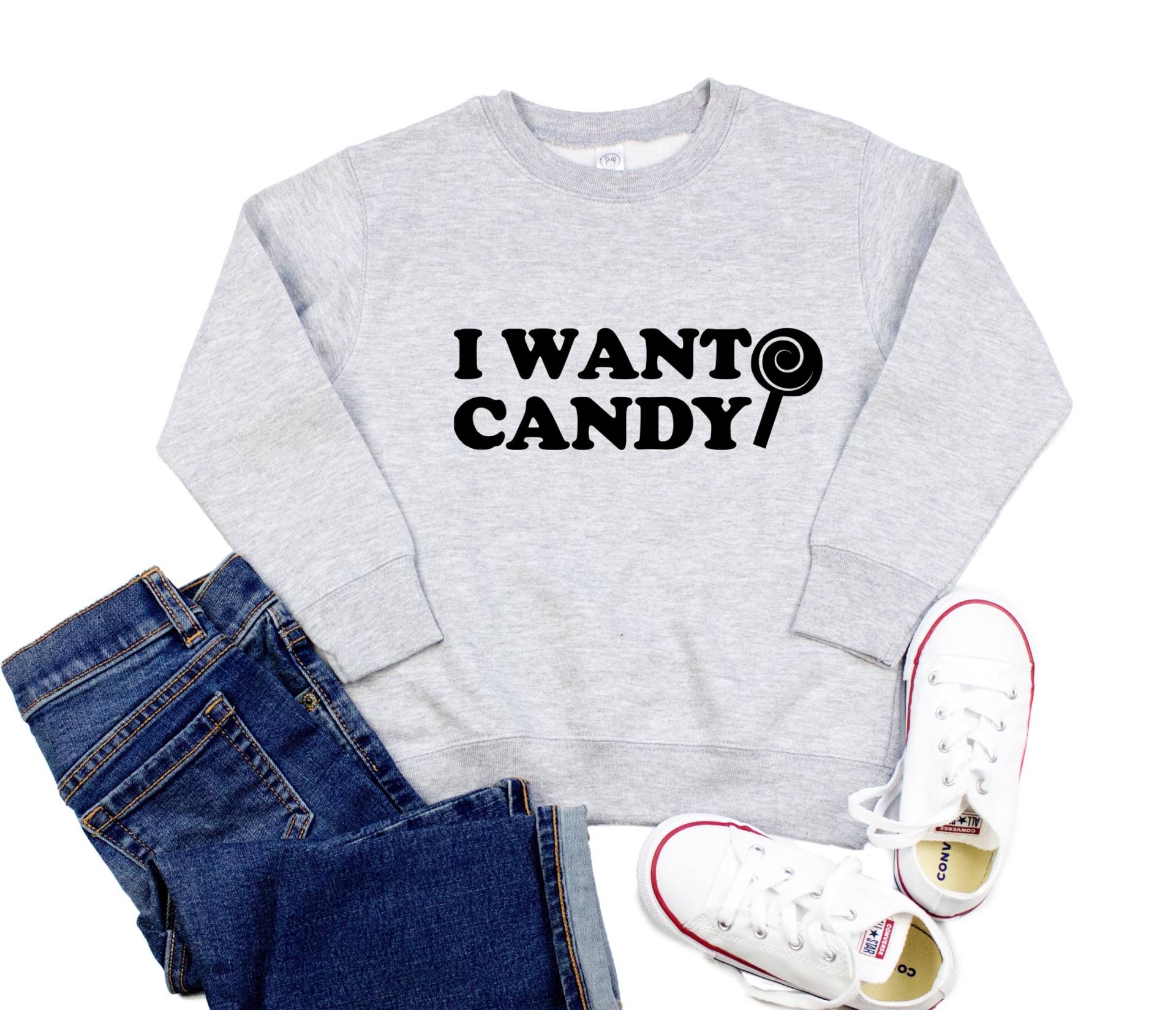 Ich Will Candy Crewneck Sweatshirt, Thema Geburtstag Ostern Halloween Party Fleece Pullover Für Kinder, Kleinkinder, Jungen, Mädchen Oder Erwachsene von RyLexDesign