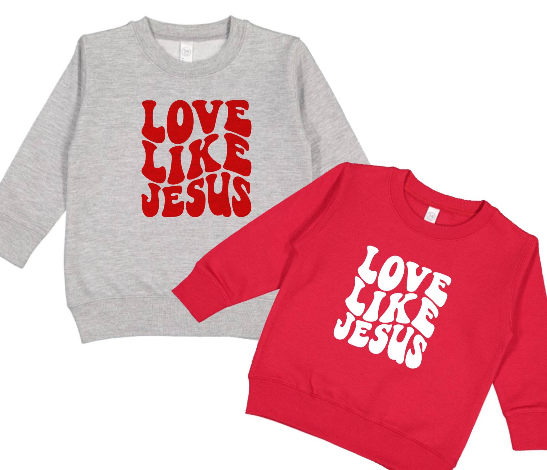 Liebe Wie Jesus Rundhals-Sweatshirt - Weihnachten Oder Valentine Fleece-Pullover Für Kinder, Kleinkinder Erwachsene, Religiöses Sweatshirt von RyLexDesign