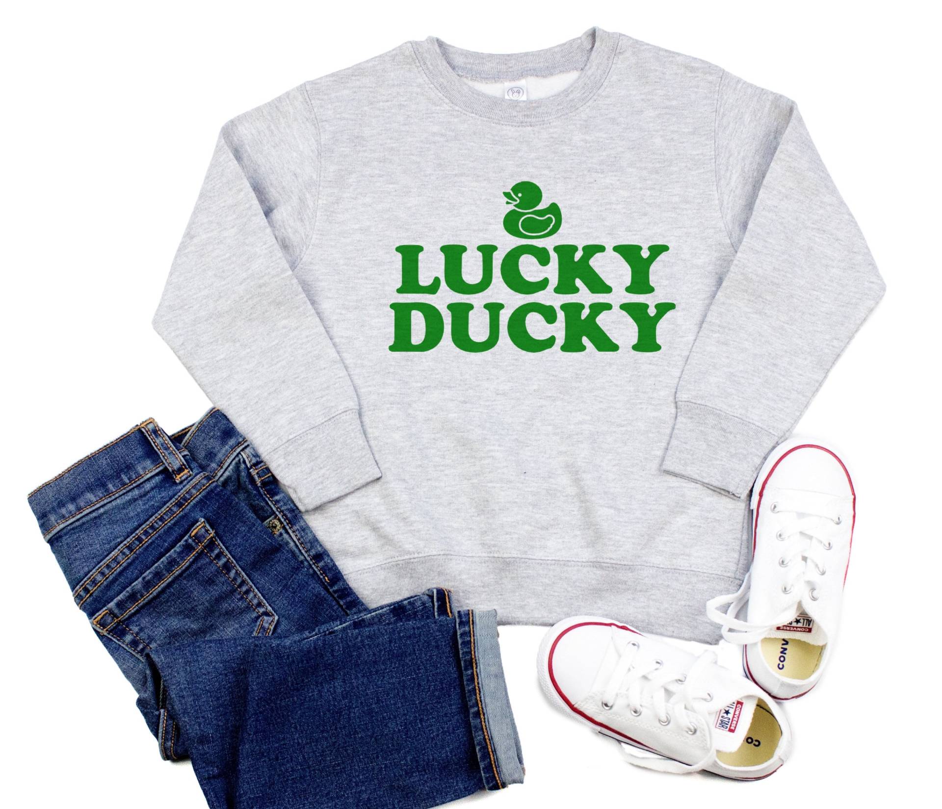 Lucky Ducky Kinder St. Patrick Rundhals-Sweatshirt - Patricks Day Toy Duck Fleece-Pullover Für Kleinkinder, Oder Erwachsene von RyLexDesign