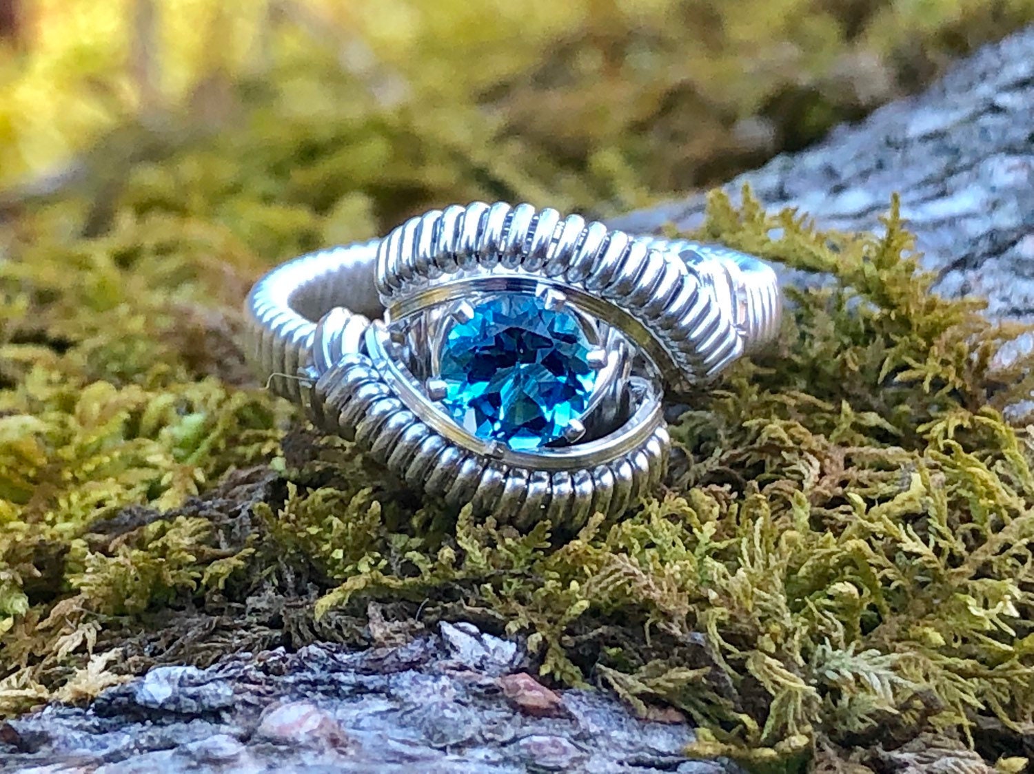 Classic Petite Swiss Blue Topaz Wire Wrap Ring Designs Von Ryan Eure von RyanEure