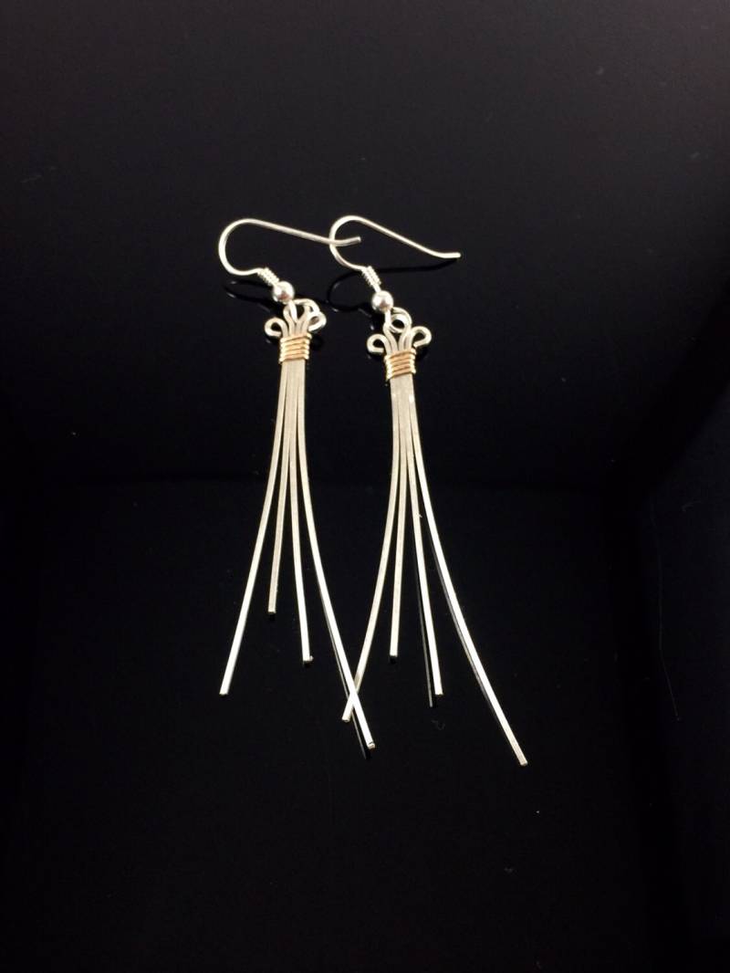 Eleganz Ohrringe Mit Goldakzenten Draht Gewickelt Schmuck Handgemachter Edelmetall von RyanEure