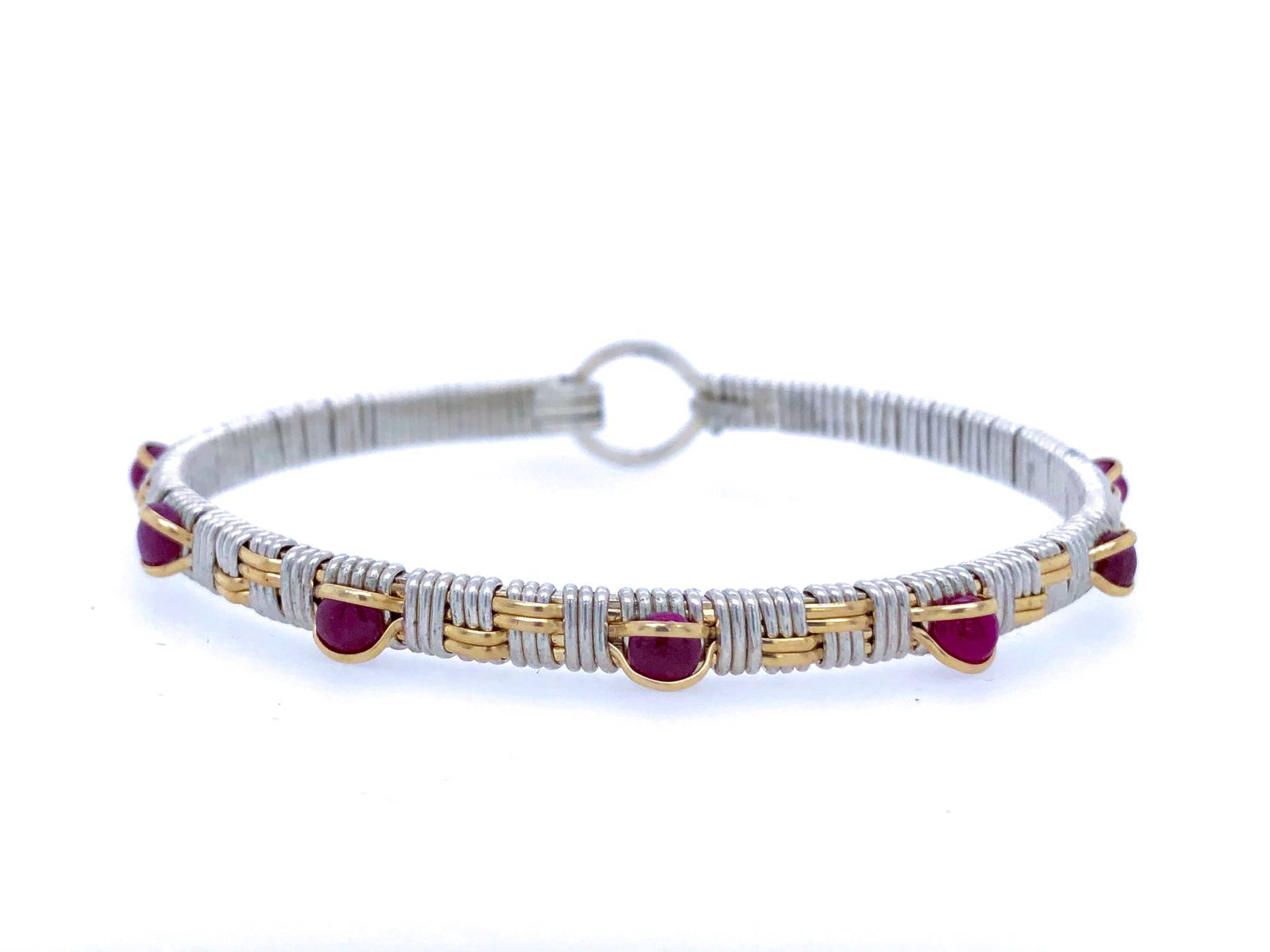 Korb Weben Granat Edelstein Armreif Design Silber Und Gold Draht Wickelschmuck Von Ryan Eure Designs von RyanEure