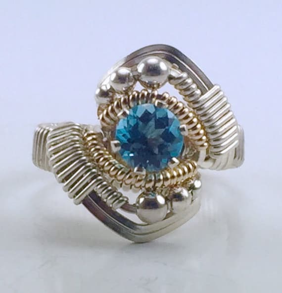 Orion Design Wire Wrapped Swiss Blue Topaz Ring von RyanEure